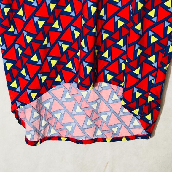 LuLaRoe Irma tunic short sleeve geometric red yellow & blue size xxs READ NEW - Picture 6 of 11